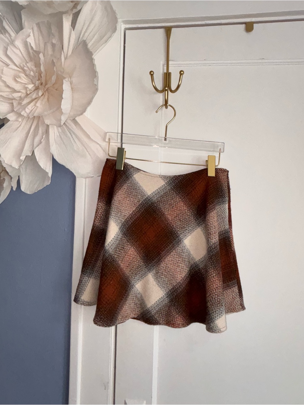 Lulu's Brown and Cream Plaid Circle Skirt